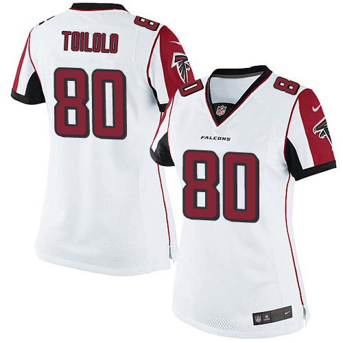 Women's Limited Levine Toilolo Nike Jersey White Road - #80 NFL Atlanta Falcons